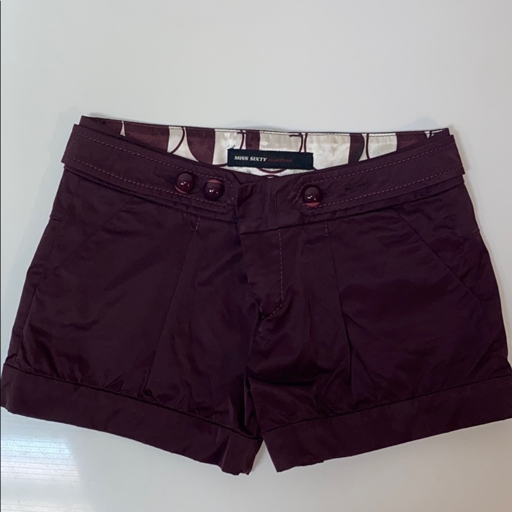 Miss Sixty purple satin shorts